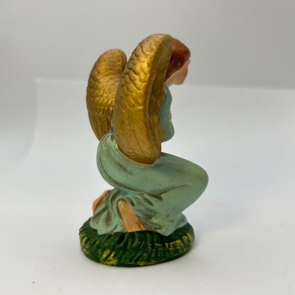 Vintage Nativity Angel Gold Wings Crossed Hands 3 3/4" Made in Japan Green - Picture 7 of 9